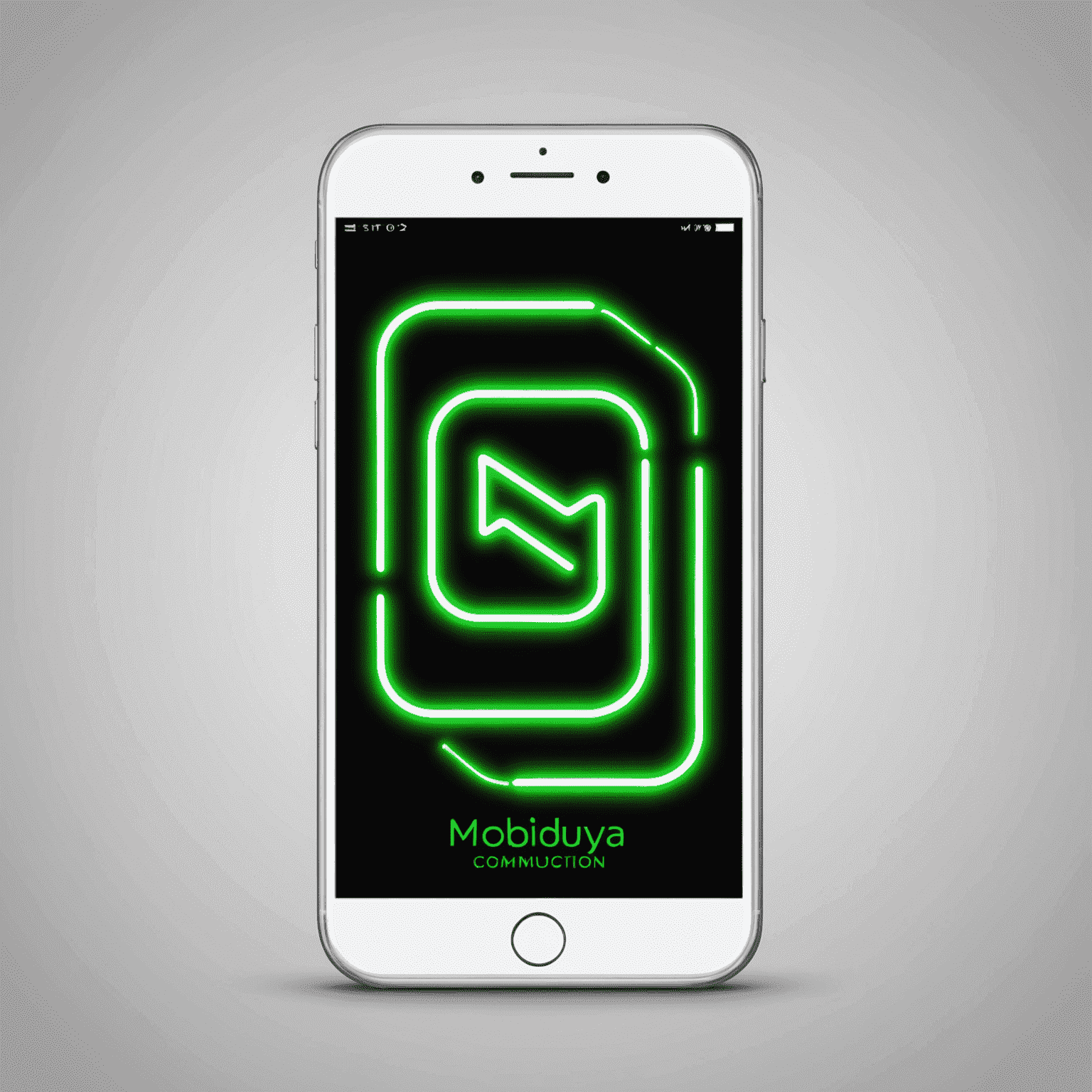 شعار mobiduya_com - حلول الاتصالات المتنقلة بتصميم نيون أخضر
