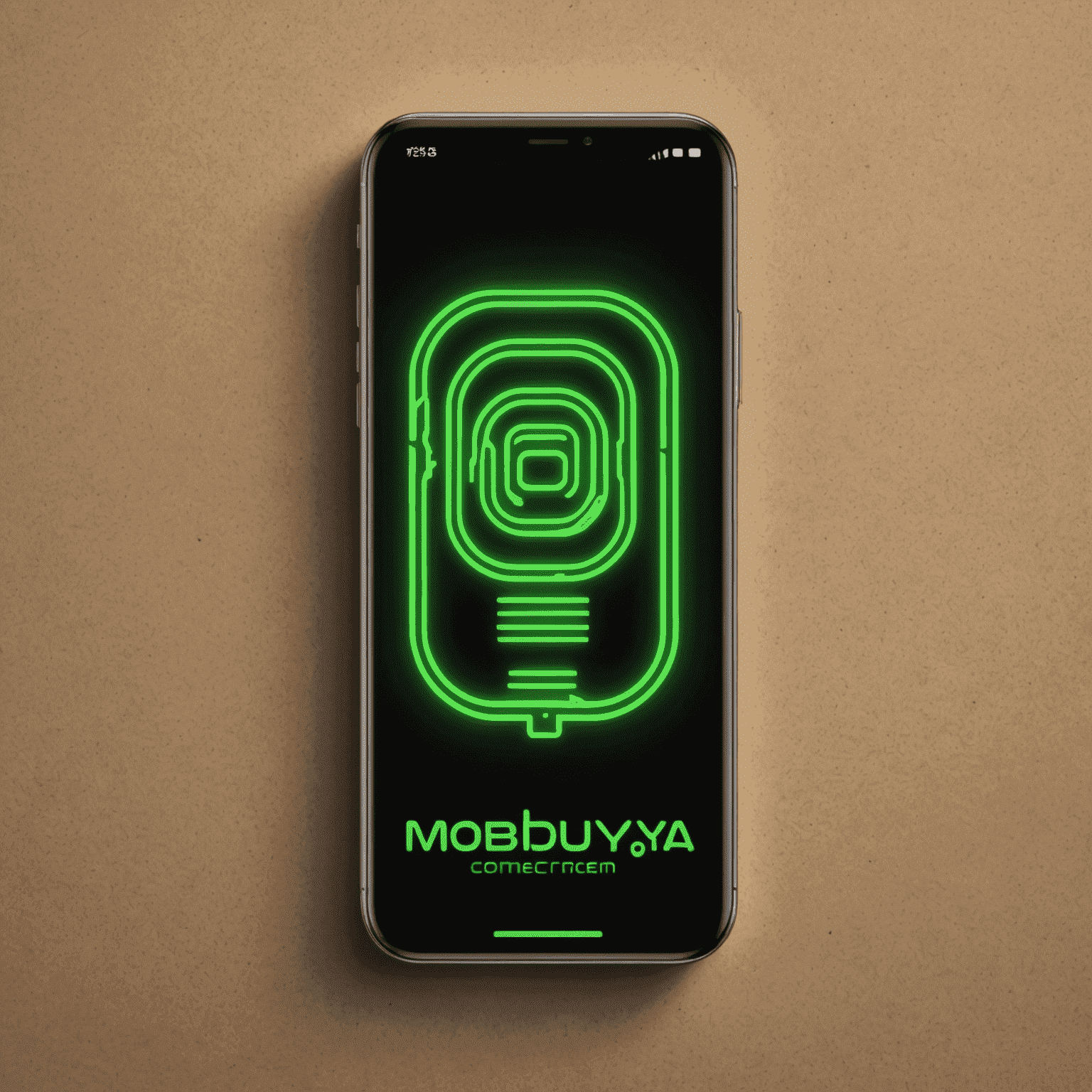 شعار mobiduya_com - حلول الاتصالات المتنقلة بتصميم نيون أخضر