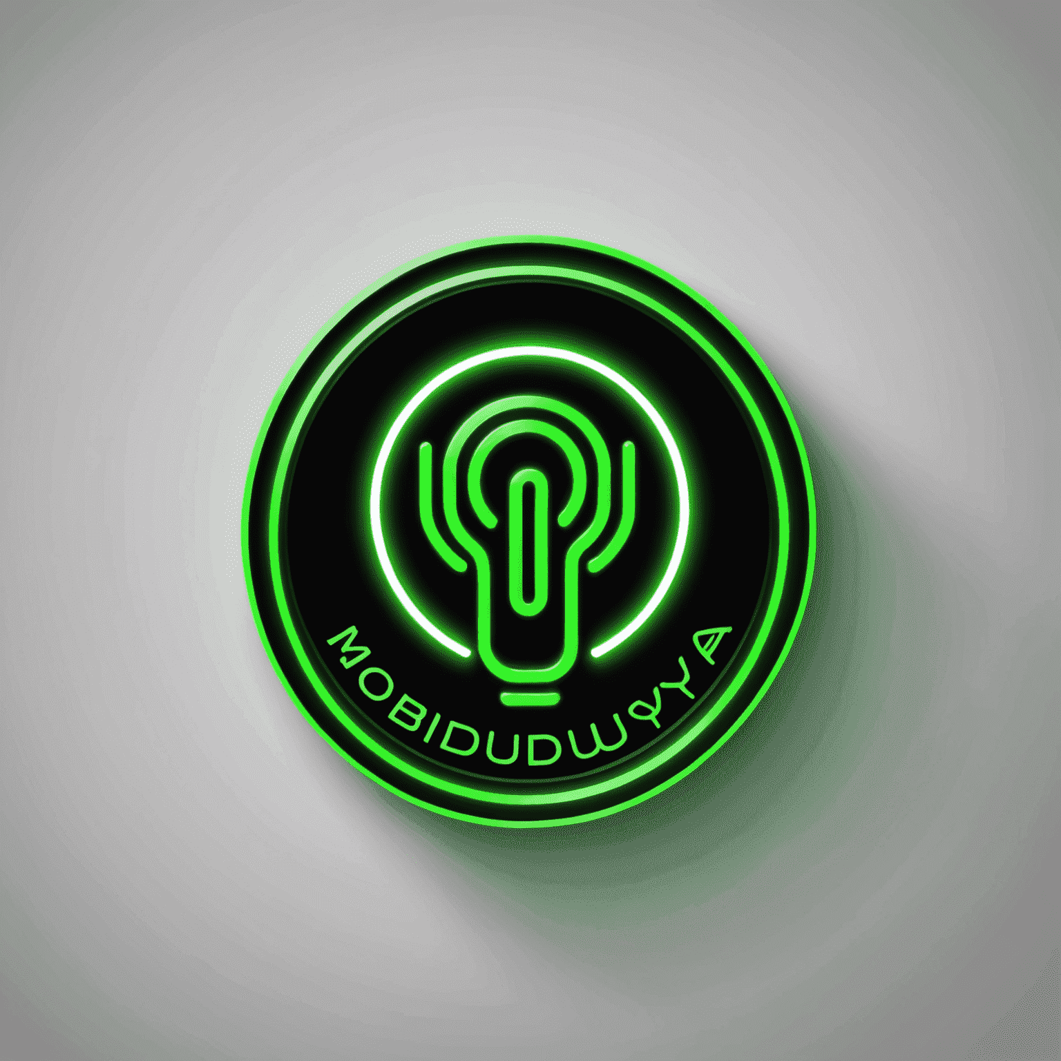 شعار mobiduya_com - حلول الاتصالات المتنقلة بتصميم نيون أخضر
