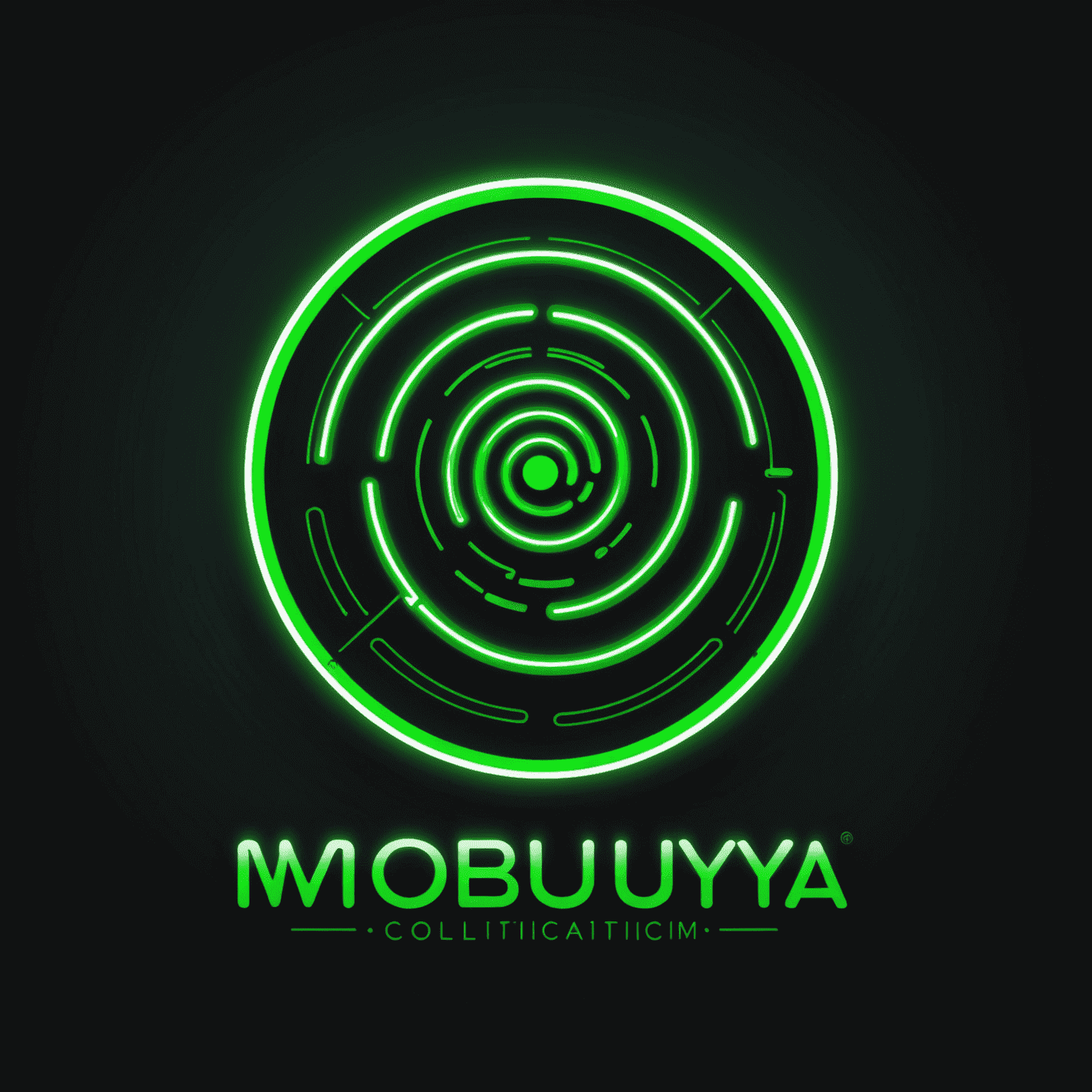 شعار mobiduya_com - حلول الاتصالات المتنقلة بتصميم نيون أخضر